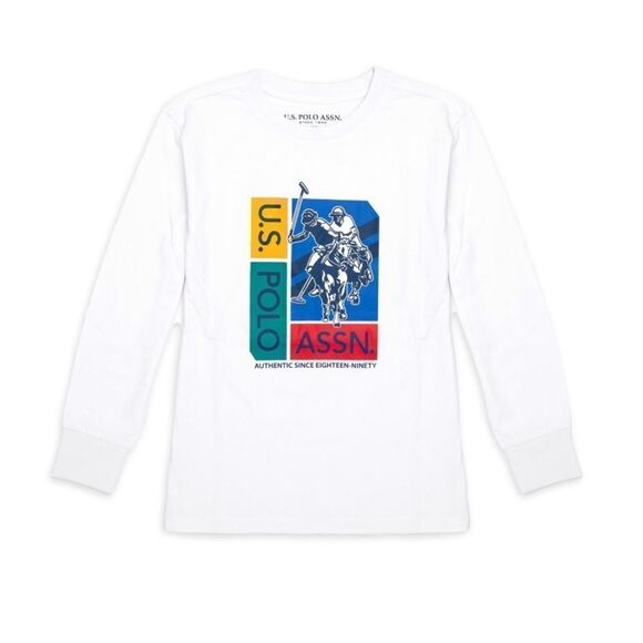 U.S. Polo ASSN Boys Crew Neck Long Sleeves Graphic Tee - Picture 1 of 8